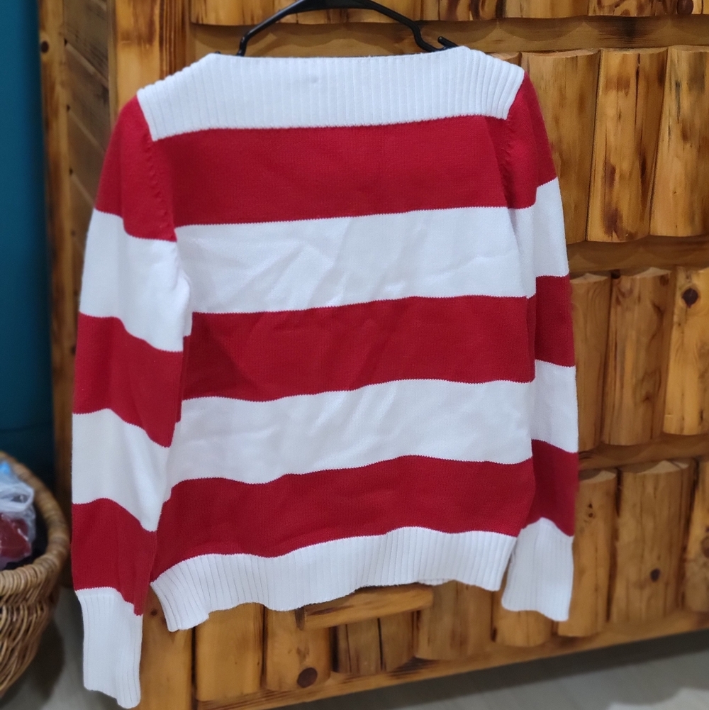 Ralph Lauren Bold Red and White Striped Sweater - Picture 2 of 7